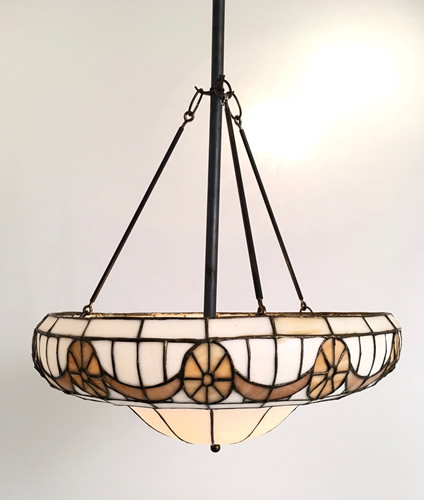 Amber Drape Leaded Glass Inverted Dome